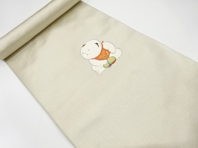 JAPANESE KIMONO / ANTIQUE BOLT FOR NAGOYA OBI / SILK / WOVEN GOSHO DOLL